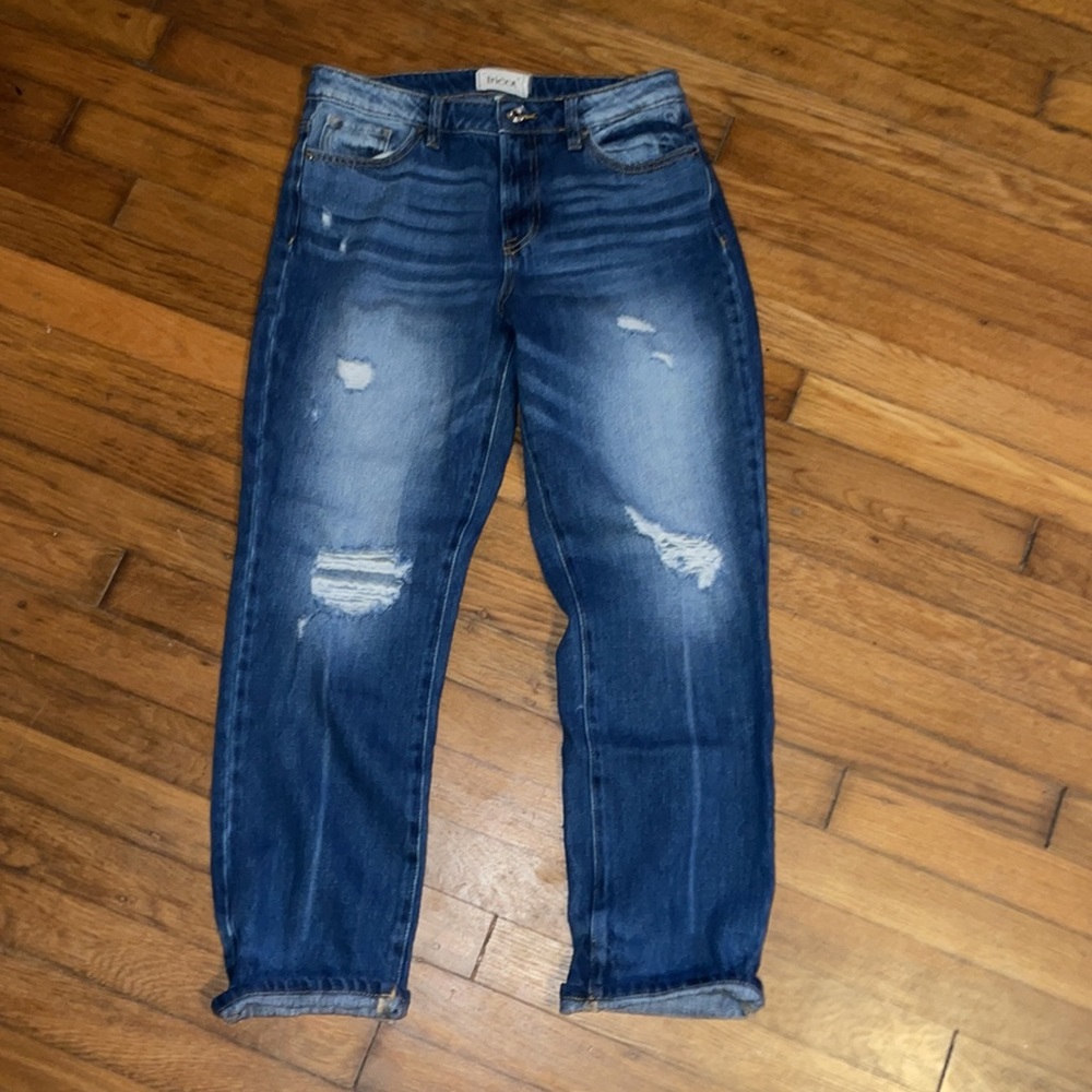 Tricot distressed bath high rise jeans